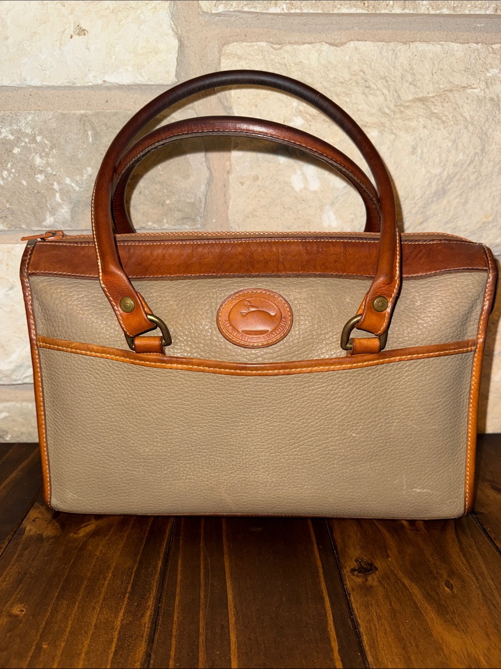 Dooney & Bourke leather 1987 Shoulder Satchel in taupe